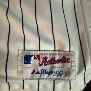 Majestic White and Blue Pinstripe Jersey
